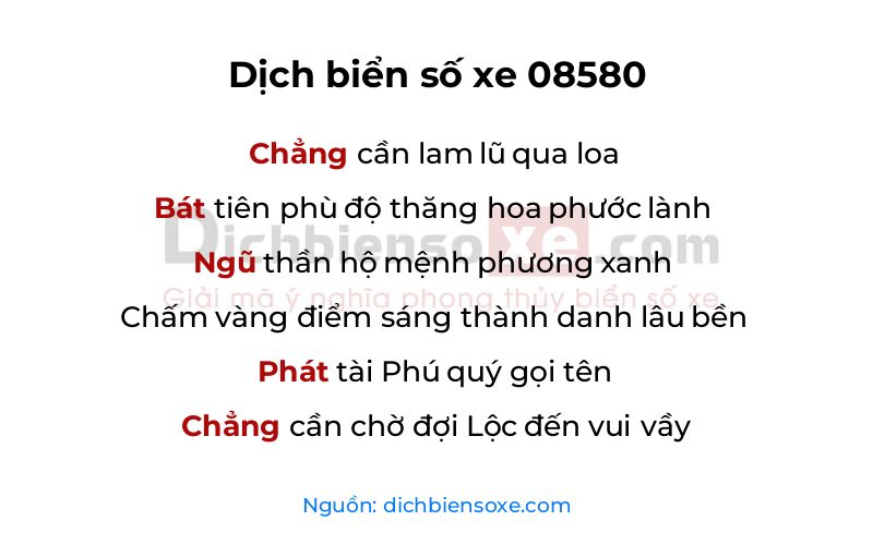 Dịch thơ biển số 08580