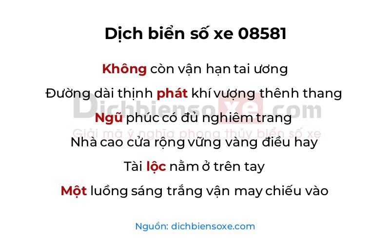Dịch thơ biển số 08581