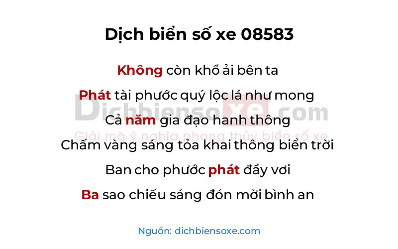 Dịch thơ biển số 08583