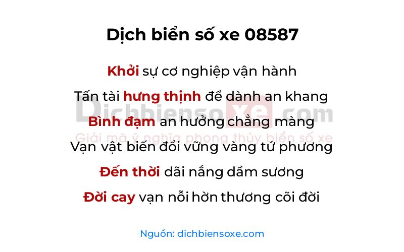 Dịch thơ biển số 08587