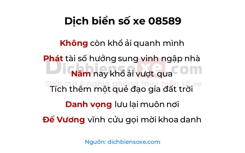 Dịch thơ biển số 08589