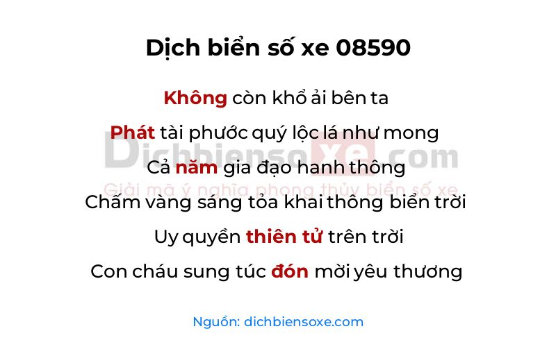 Dịch thơ biển số 08590