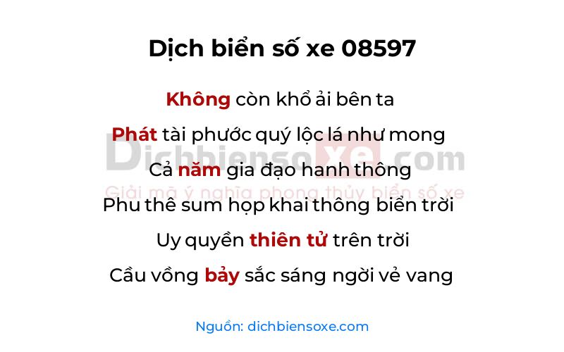 Dịch thơ biển số 08597