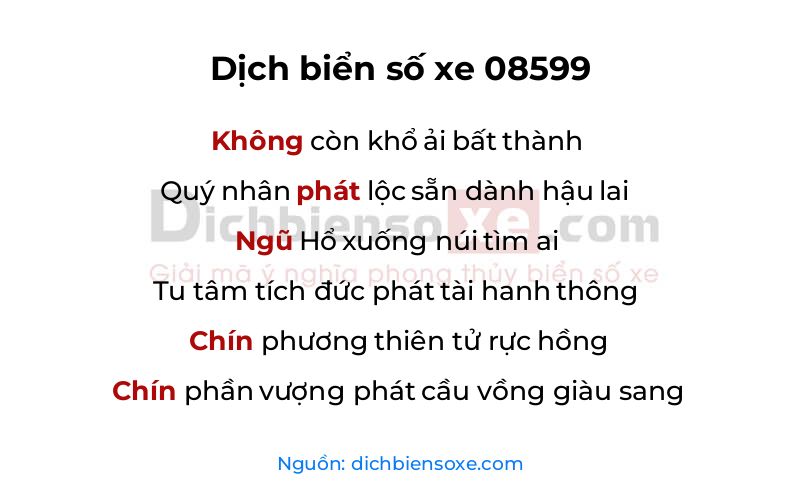 Dịch thơ biển số 08599