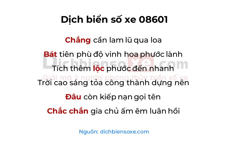 Dịch thơ biển số 08601