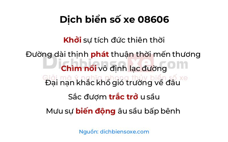 Dịch thơ biển số 08606