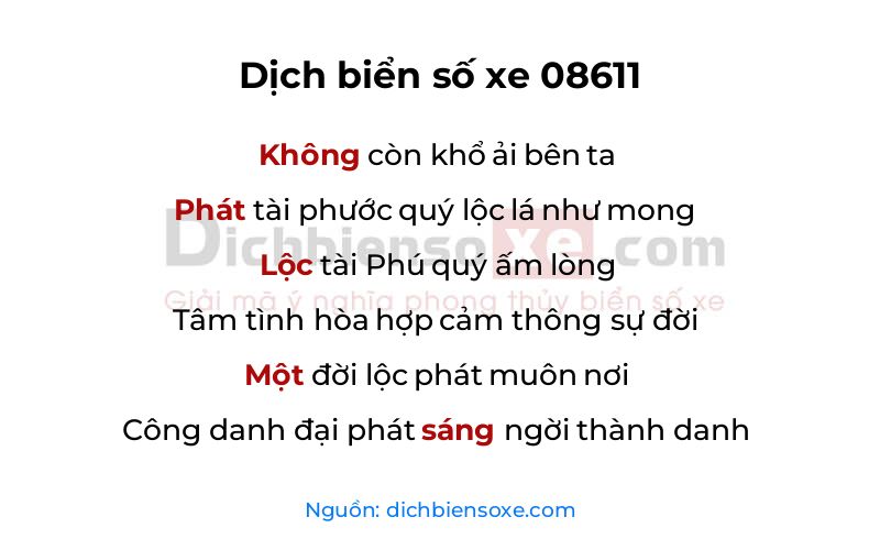 Dịch thơ biển số 08611