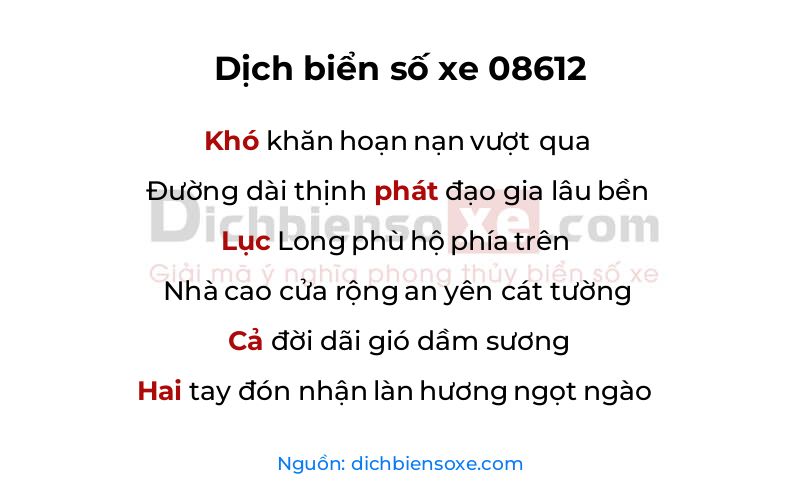 Dịch thơ biển số 08612