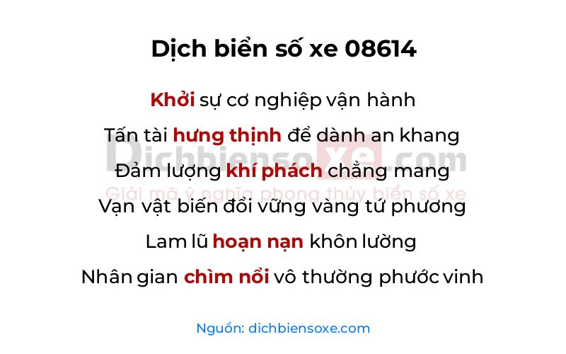 Dịch thơ biển số 08614