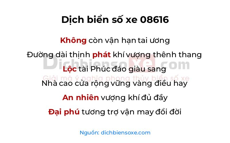 Dịch thơ biển số 08616