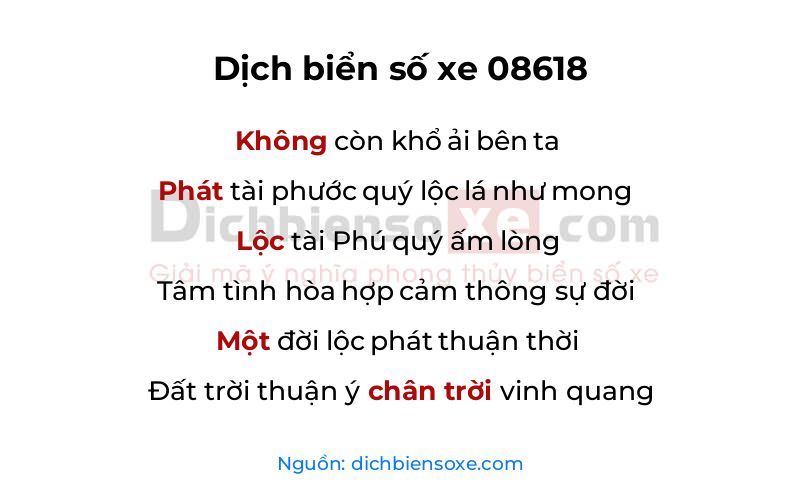 Dịch thơ biển số 08618