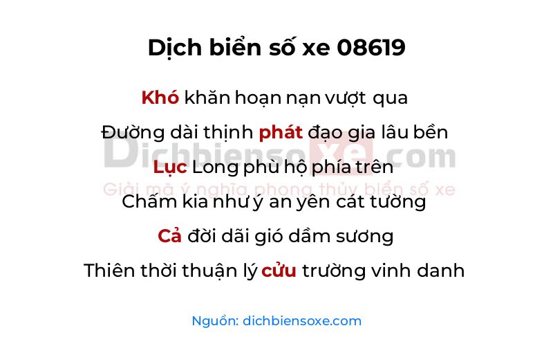 Dịch thơ biển số 08619