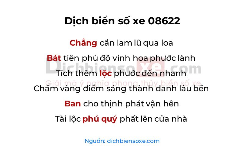 Dịch thơ biển số 08622