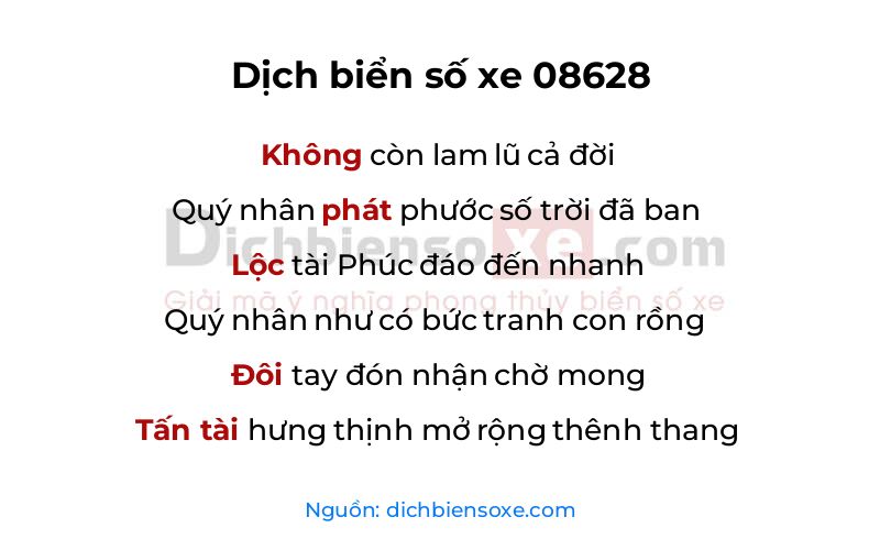 Dịch thơ biển số 08628