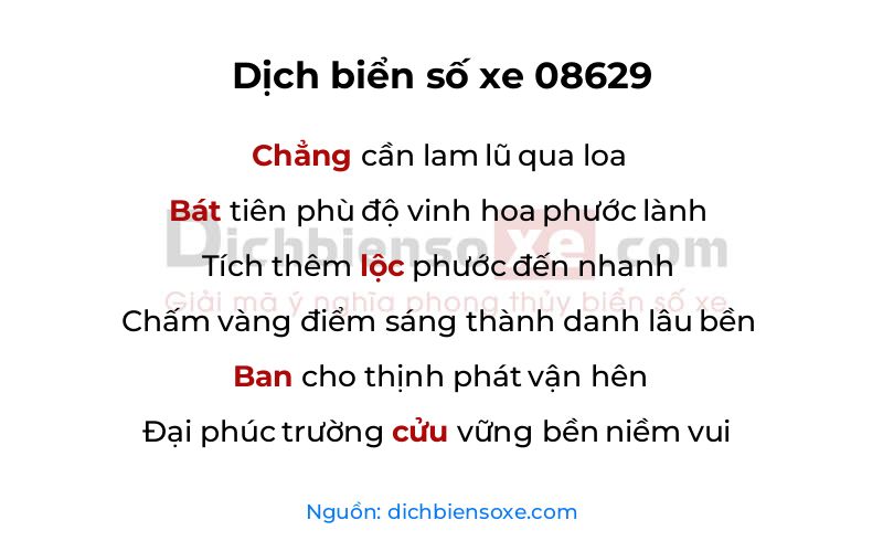 Dịch thơ biển số 08629