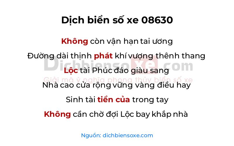 Dịch thơ biển số 08630