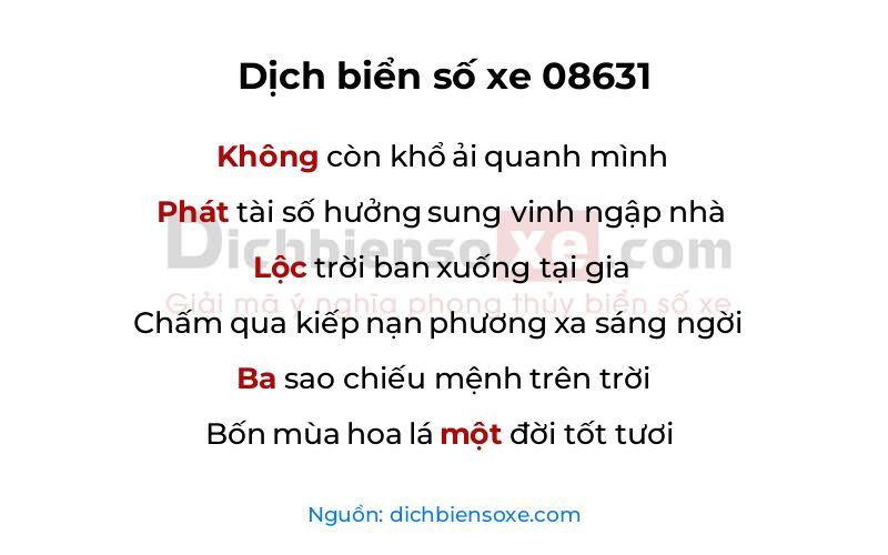 Dịch thơ biển số 08631
