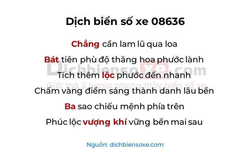 Dịch thơ biển số 08636