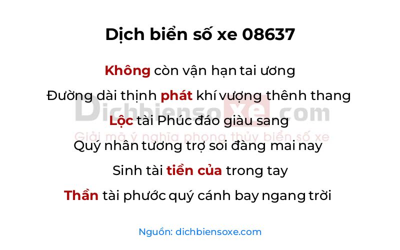 Dịch thơ biển số 08637