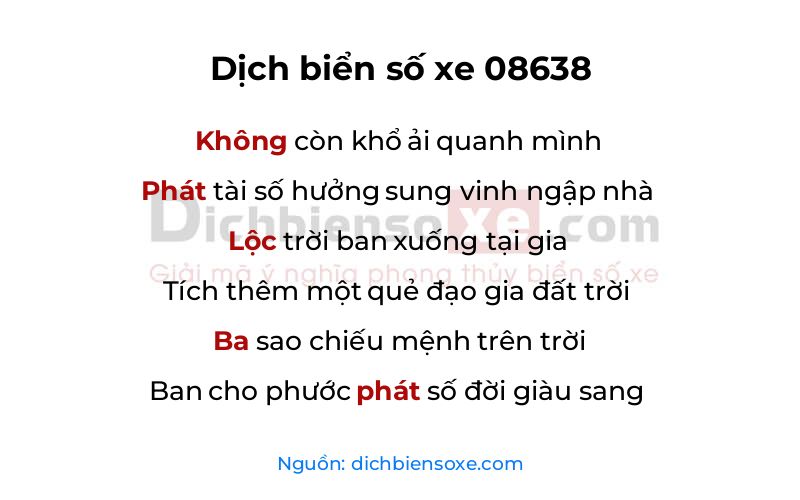 Dịch thơ biển số 08638