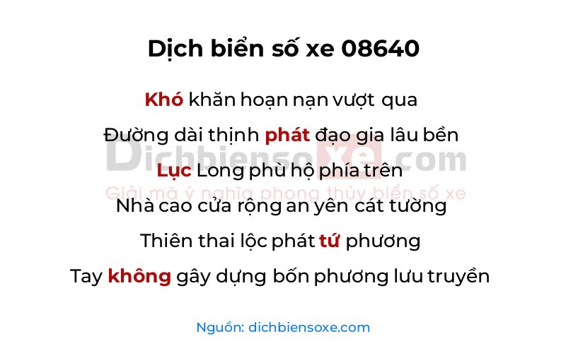 Dịch thơ biển số 08640