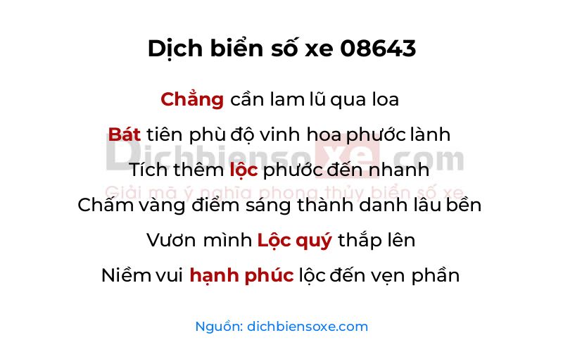 Dịch thơ biển số 08643