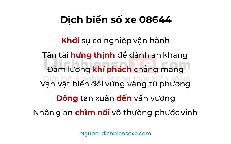 Dịch thơ biển số 08644