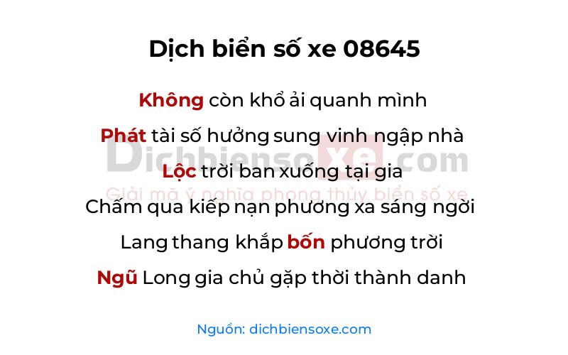 Dịch thơ biển số 08645