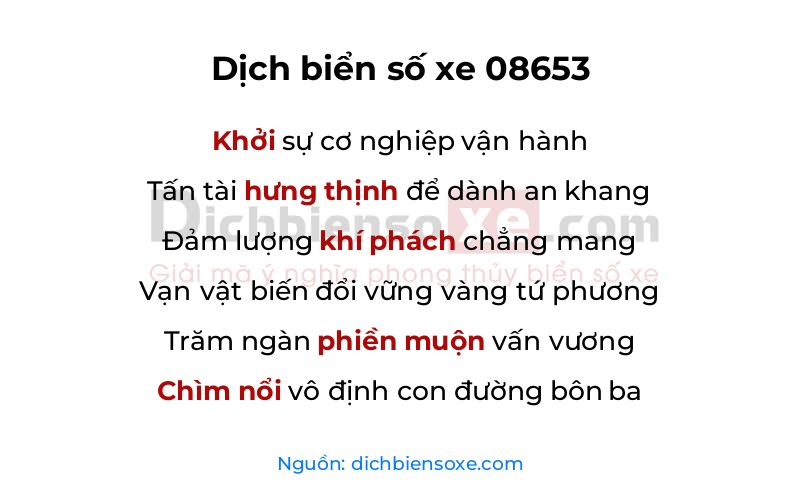 Dịch thơ biển số 08653