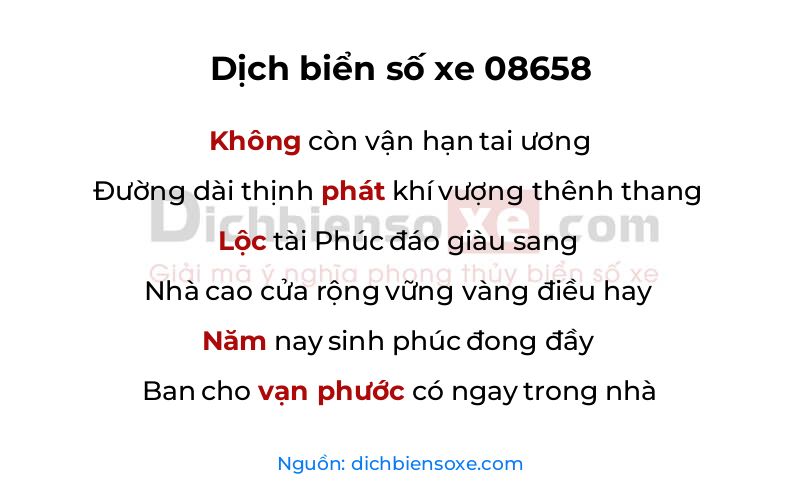 Dịch thơ biển số 08658