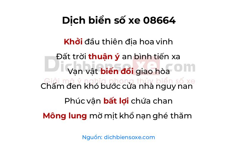 Dịch thơ biển số 08664