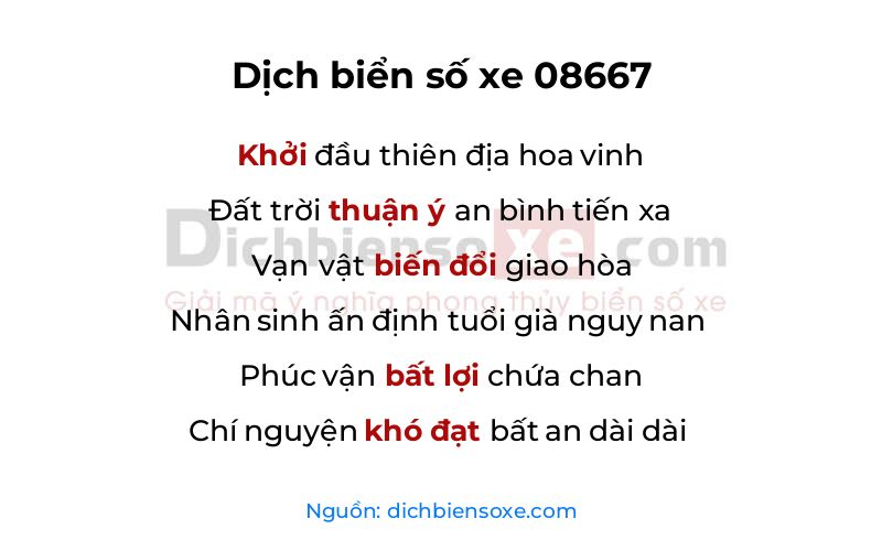 Dịch thơ biển số 08667