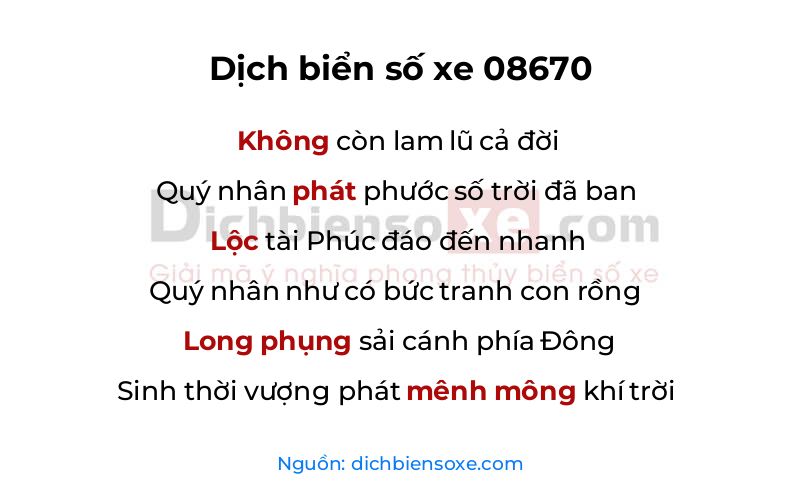 Dịch thơ biển số 08670