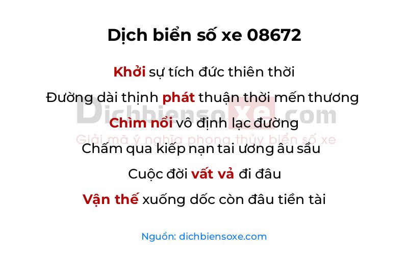 Dịch thơ biển số 08672