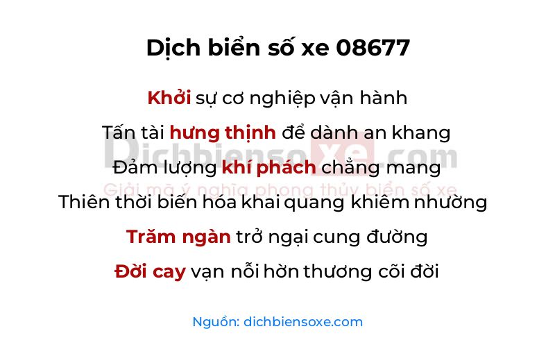 Dịch thơ biển số 08677