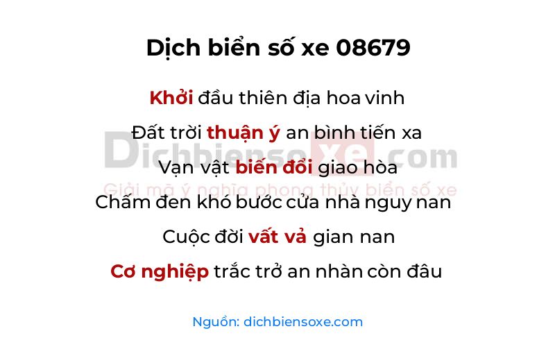 Dịch thơ biển số 08679