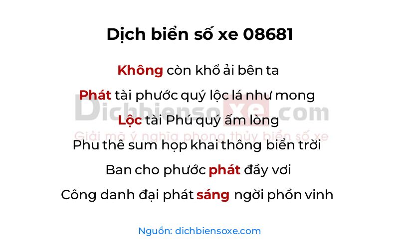 Dịch thơ biển số 08681