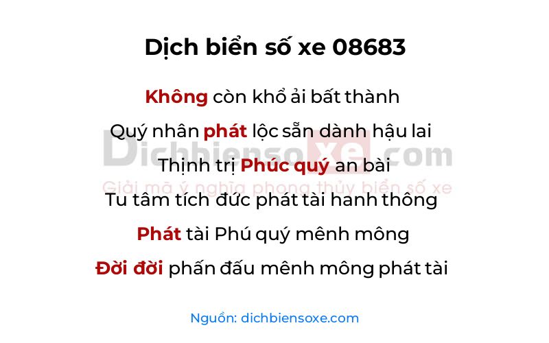 Dịch thơ biển số 08683