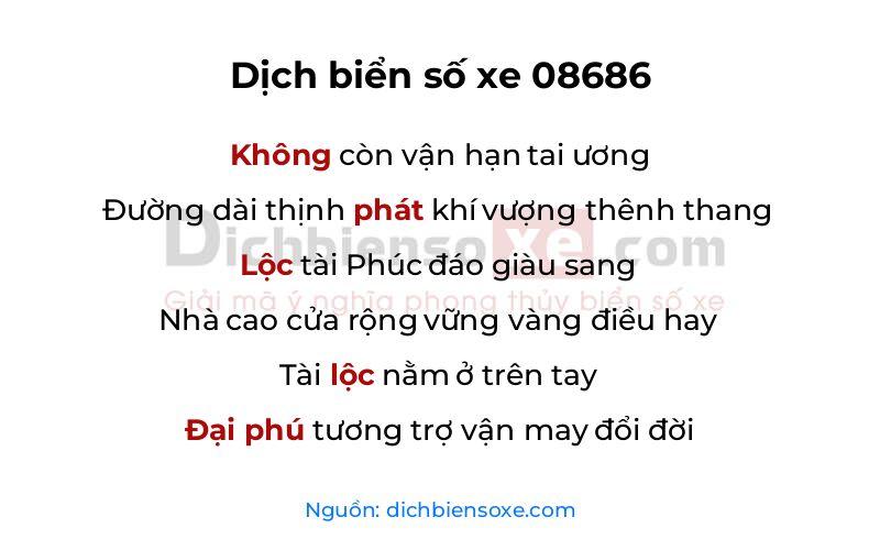 Dịch thơ biển số 08686