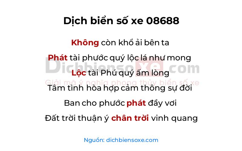 Dịch thơ biển số 08688