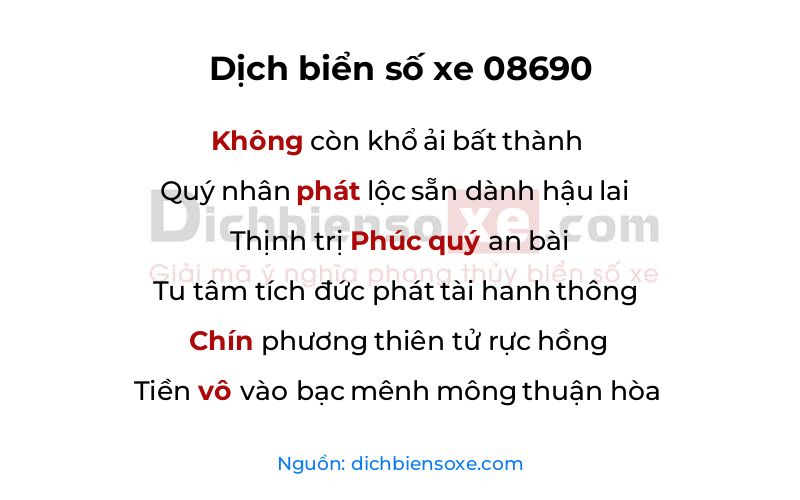 Dịch thơ biển số 08690