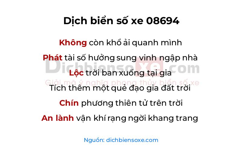 Dịch thơ biển số 08694