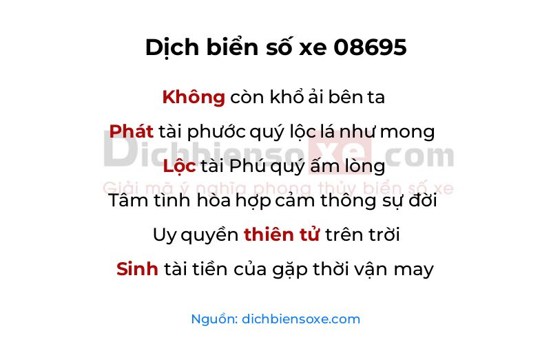 Dịch thơ biển số 08695