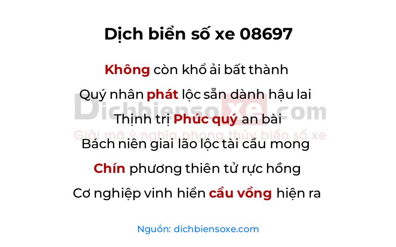 Dịch thơ biển số 08697