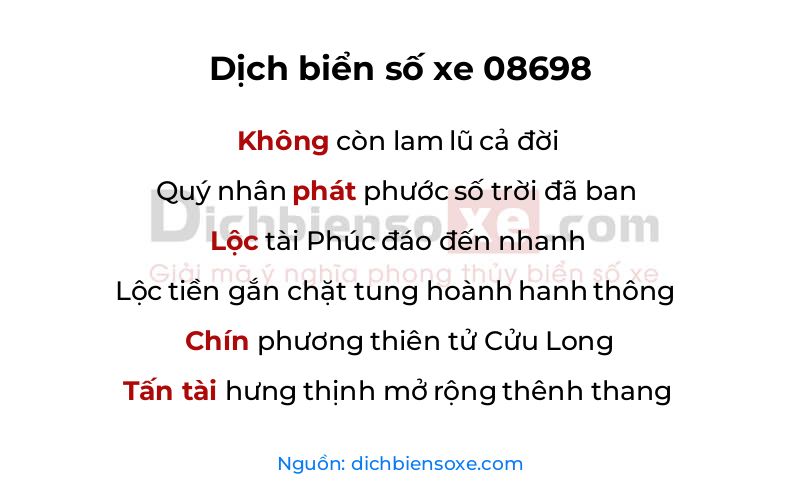 Dịch thơ biển số 08698