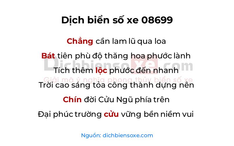 Dịch thơ biển số 08699