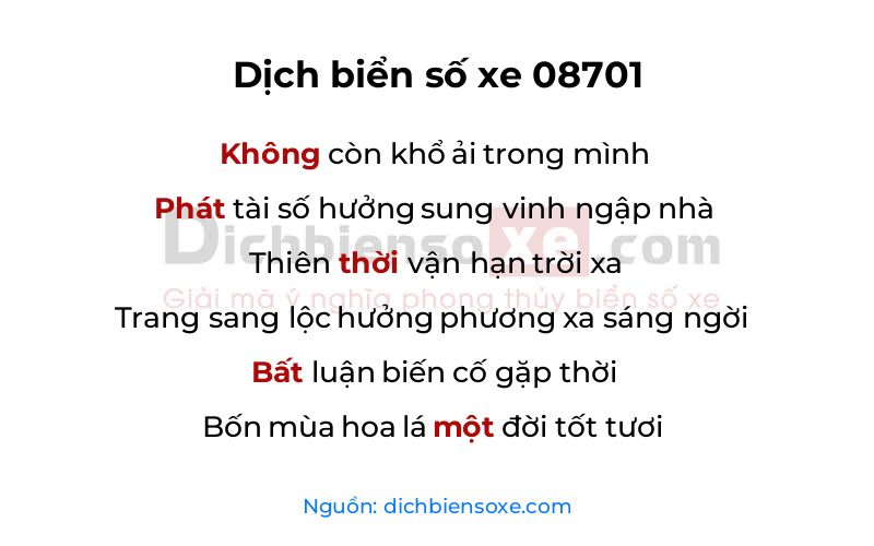Dịch thơ biển số 08701