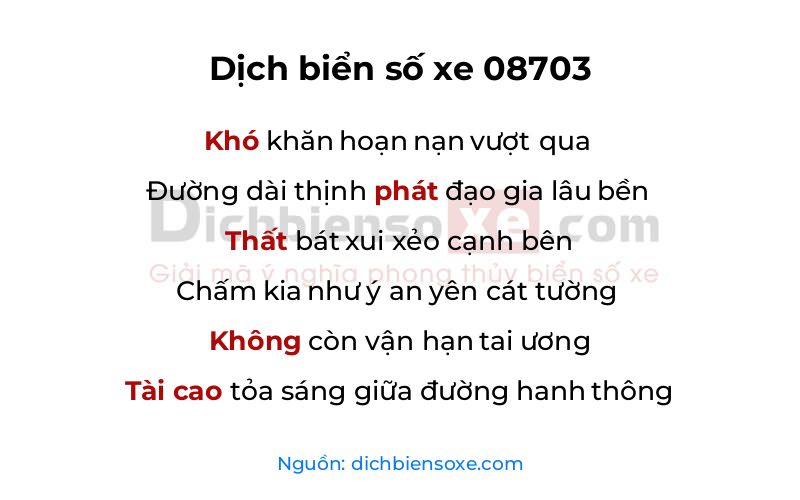 Dịch thơ biển số 08703