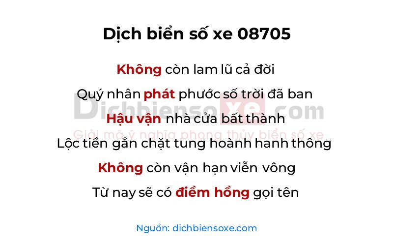Dịch thơ biển số 08705
