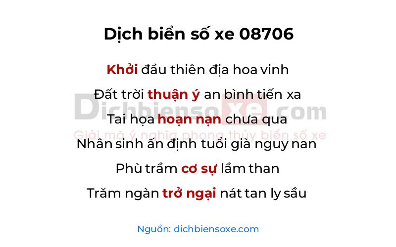 Dịch thơ biển số 08706